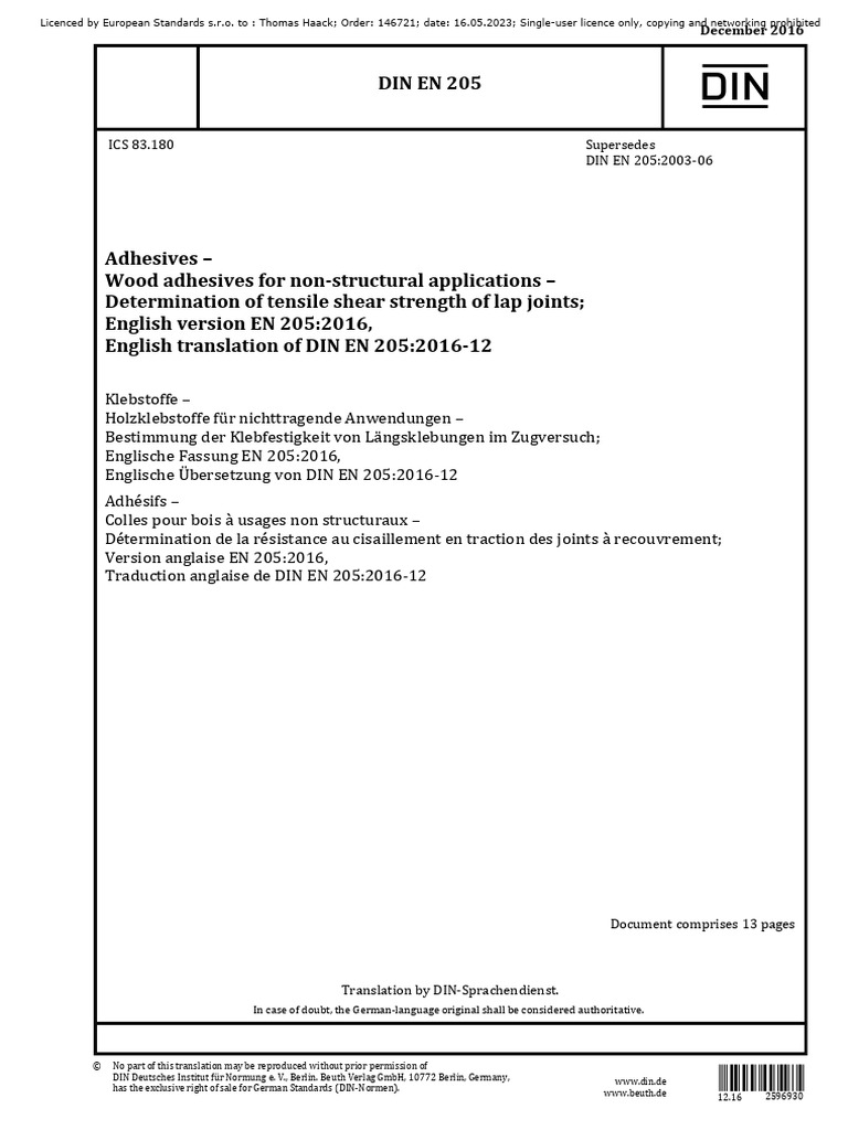 EN205 | PDF | Adhesive | Wood