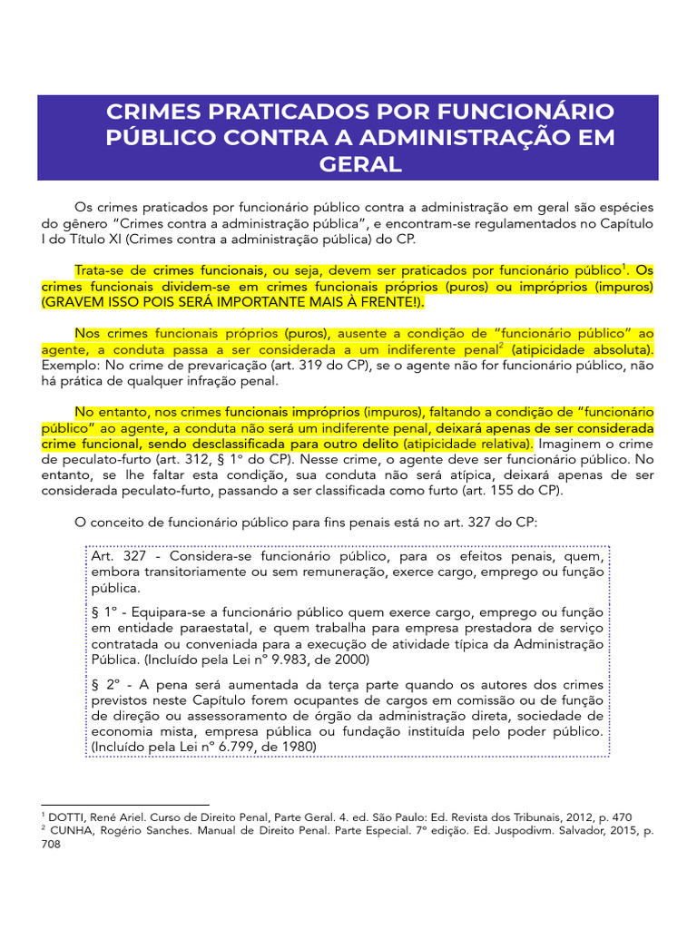 Crimes de Funcionários Públicos e Penalidades | PDF | Crimes | Crime e ...