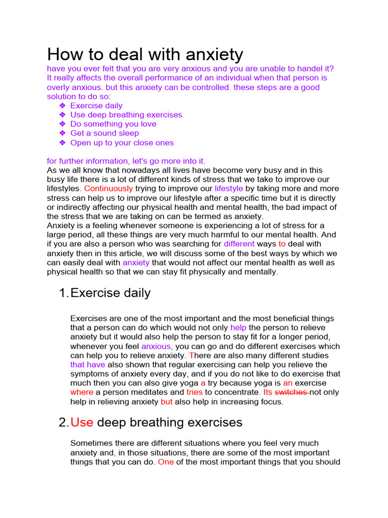 How To Deal With Anxiety Pdf Anxiety Breathing