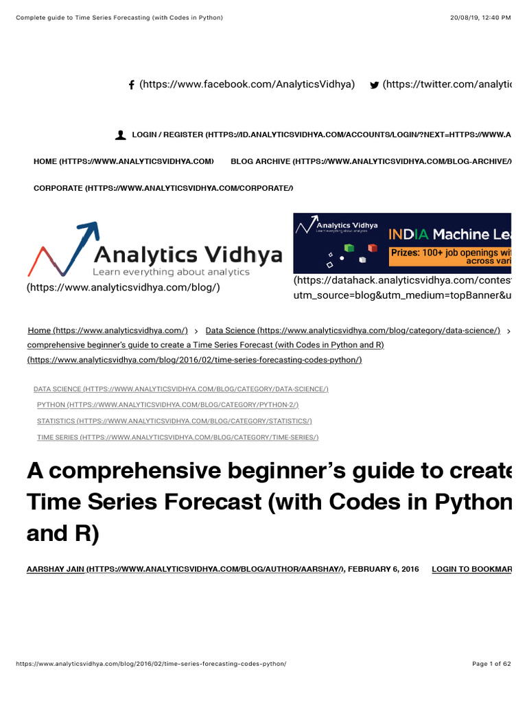 Complete Guide To Time Series Forecasting (With Codes in Python) | PDF ...