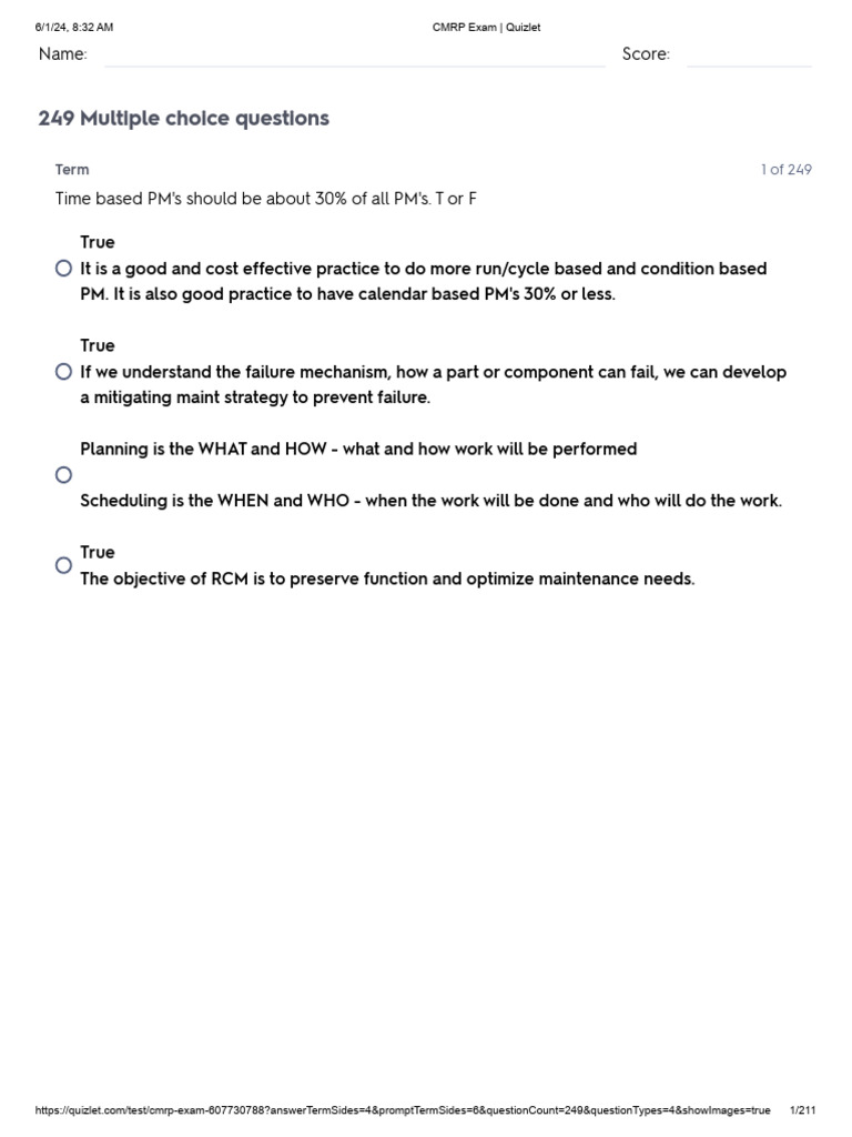 CMRP Exam Study Guide on Maintenance | PDF | Reliability Engineering ...