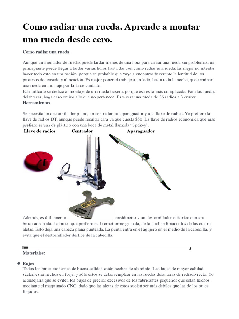 Cómo radiar una rueda de bicicleta | PDF | Rueda | Acero