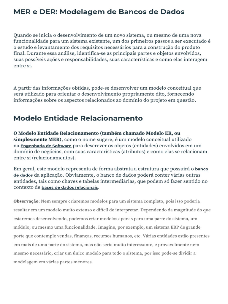 O que é MER na Modelagem de Dados | PDF | Bancos de dados | Empréstimos