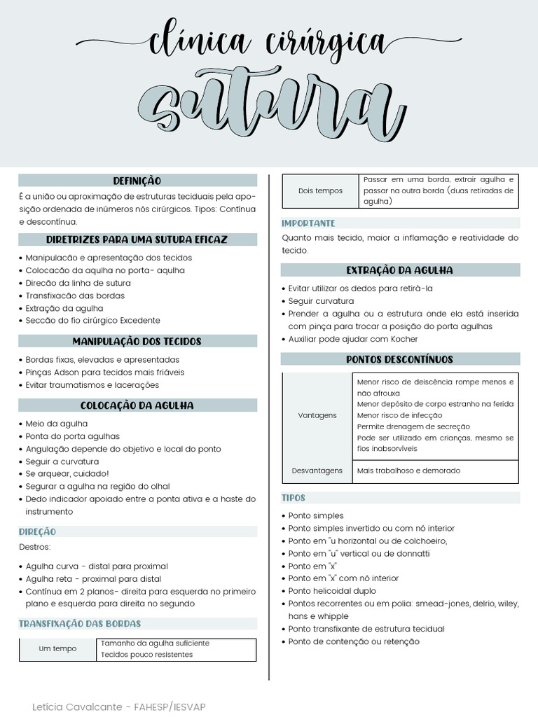 Clínica Cirúrgica Aula 7 Suturas Pdf