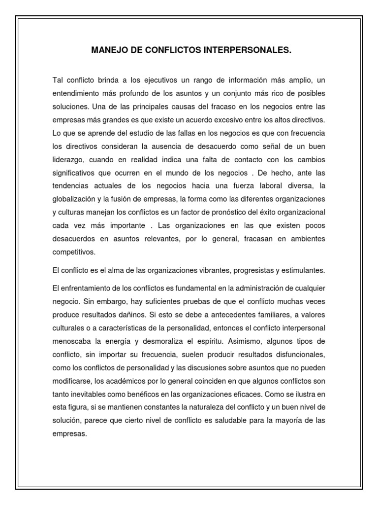 Manejo de Conflictos Interpersonales Ivan Bonilla | PDF | Las emociones ...
