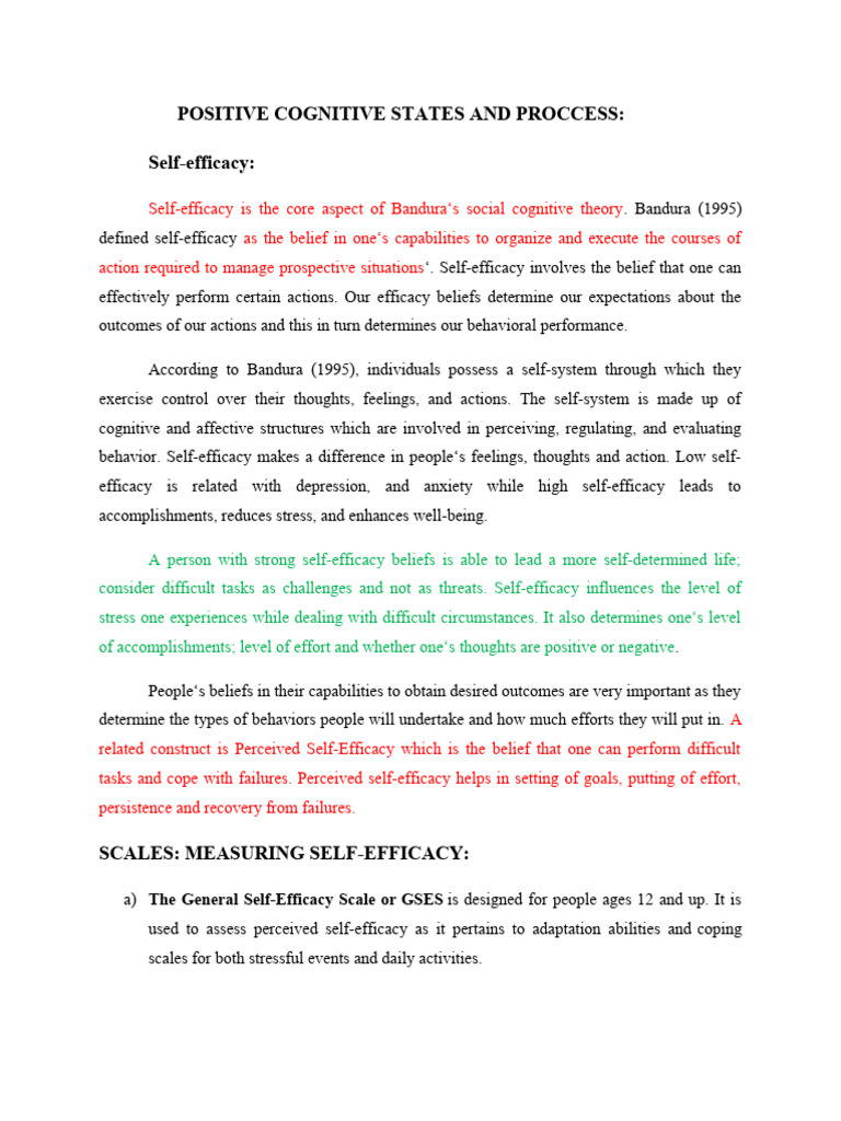 Positive cognitive states and processes pdf self efficacy optimism