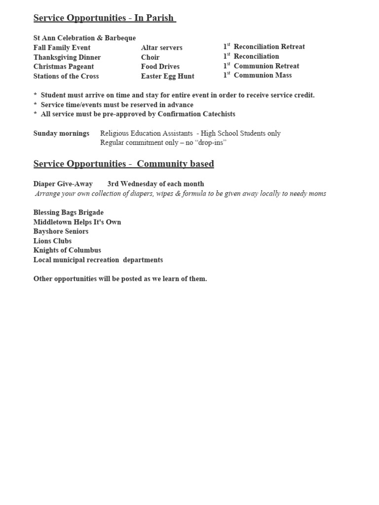 Parish Service Opportunities Guide | PDF