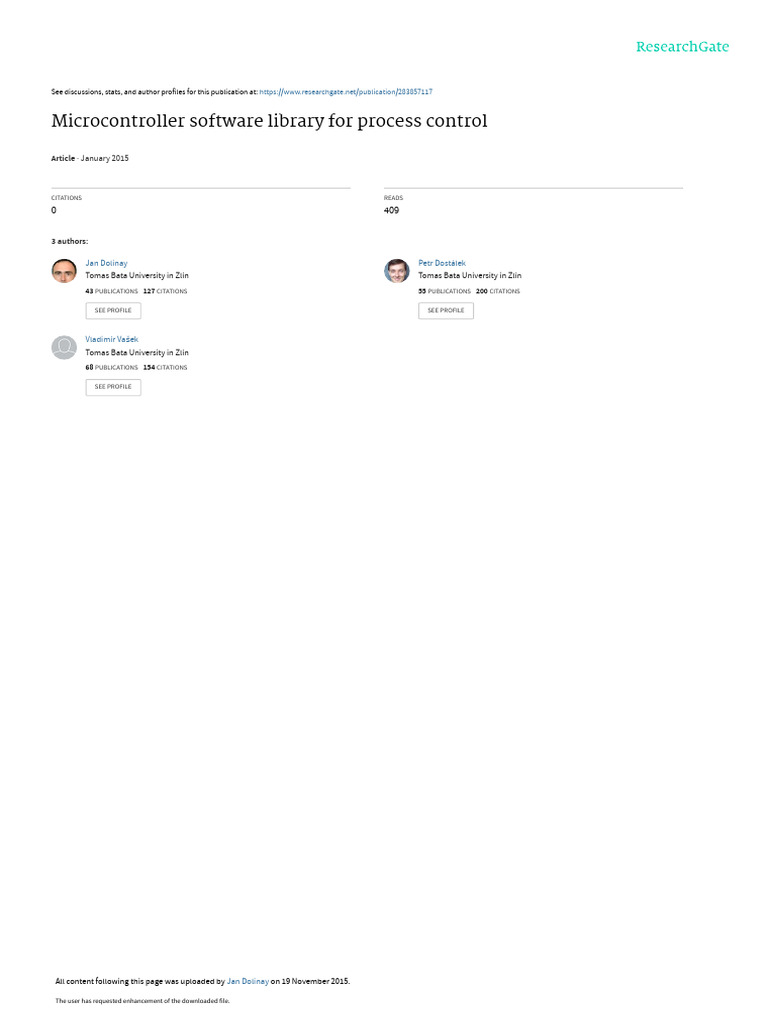 Microcontroller software library for process control january 2015