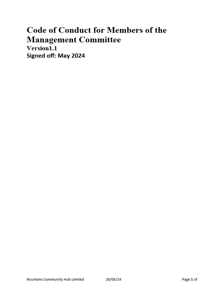 Management Code of Conduct RCHL | PDF | Committee | Government