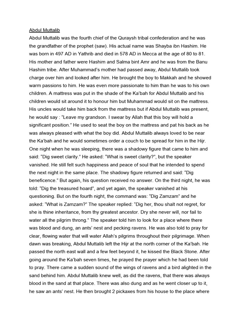 Abdul Muttalib | PDF | Mecca | Life Of Muhammad