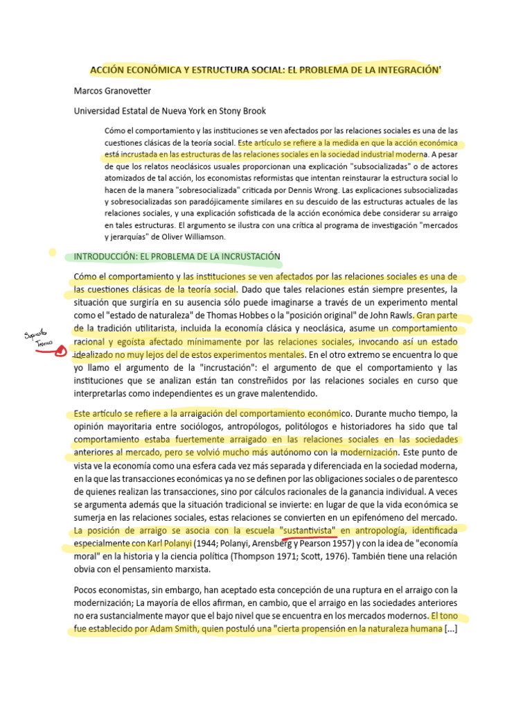 Acción Económica y Relaciones Sociales | PDF | Sociedad | Mercado ...
