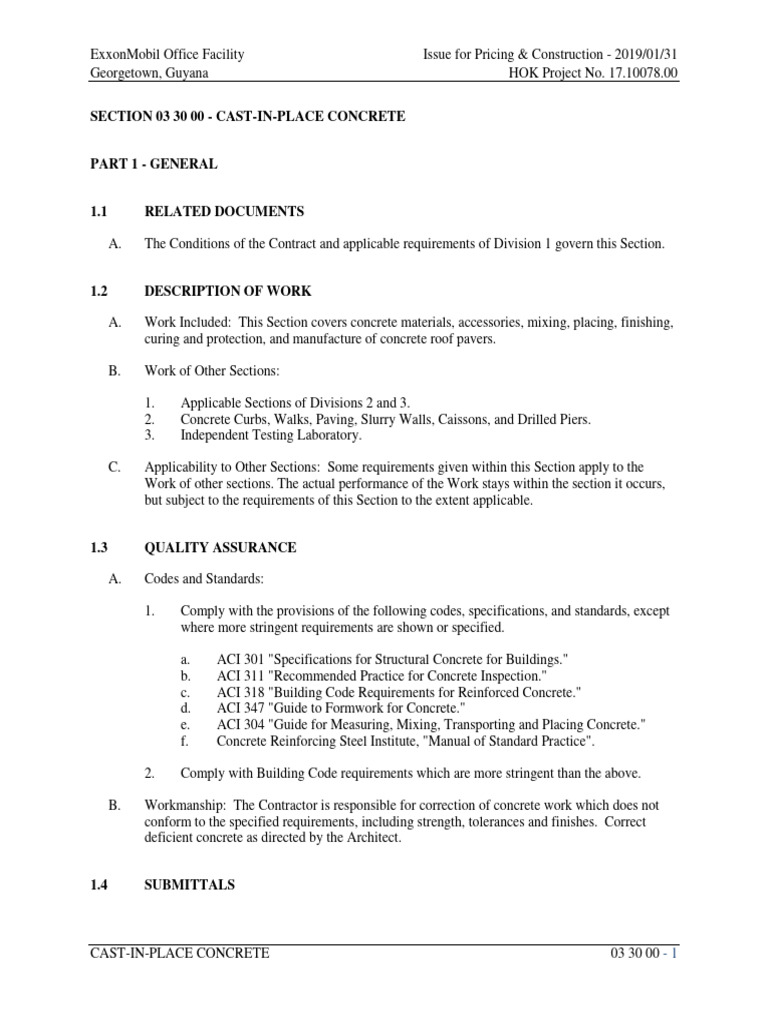 ExxonMobil Georgetown Concrete Specifications | PDF | Concrete ...