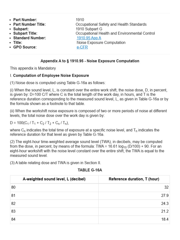 Osha 1910 95 app a noise exposure computation pdf noise