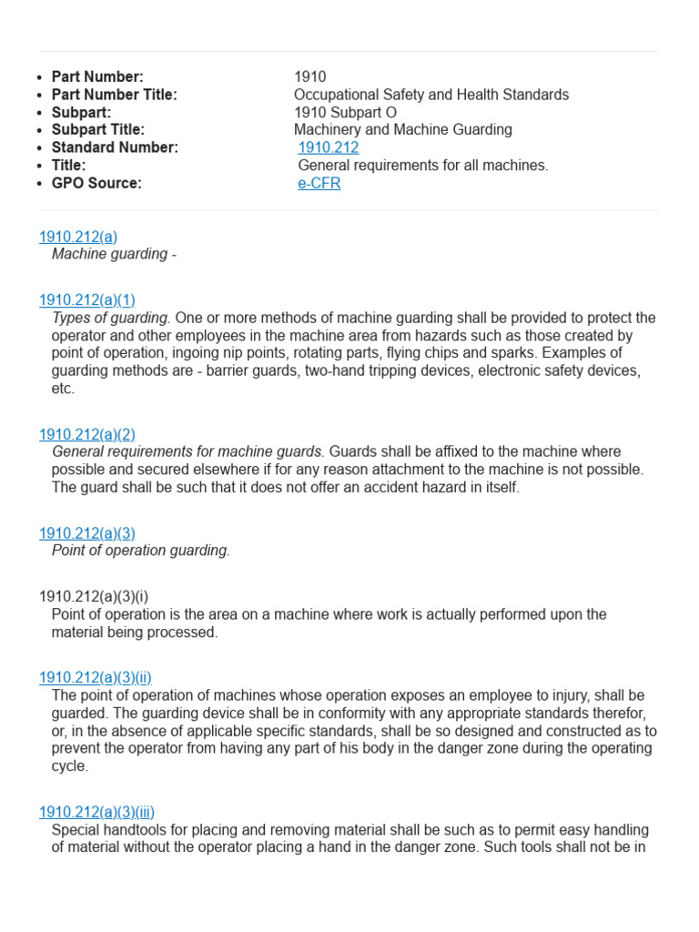 Osha 1910 212 general requirements for all machines pdf machines