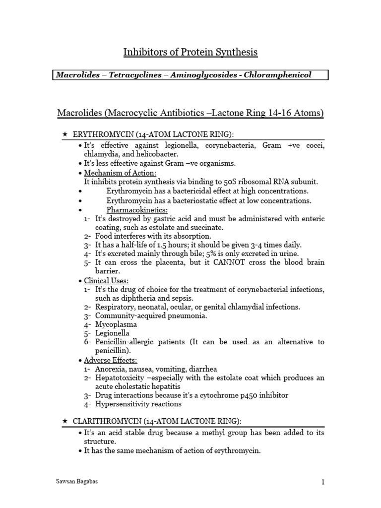 Inhibitors of Protein Synthesis Overview | PDF | Clinical Medicine ...