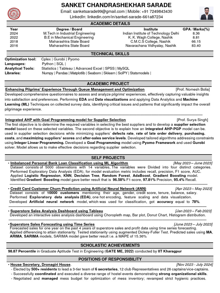 Sanket sarade resume pdf autoregressive integrated moving average