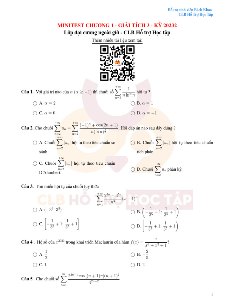 Minitest Chương 1 Kì 20232 | PDF