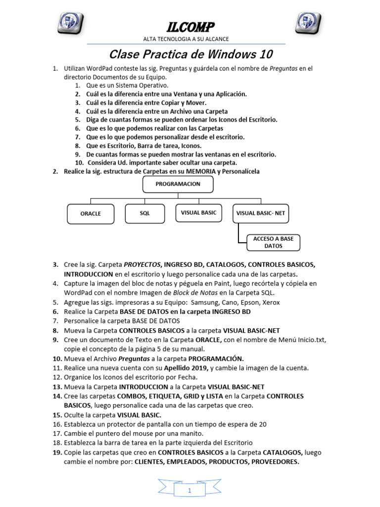 Clase Práctica de Windows 10 #10 | PDF | Archivo de computadora ...