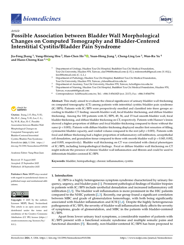 Possible association between bladder wall morphological changes on