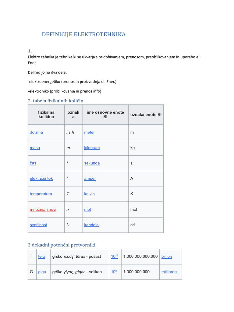 Definicije Elektrotehnika | PDF