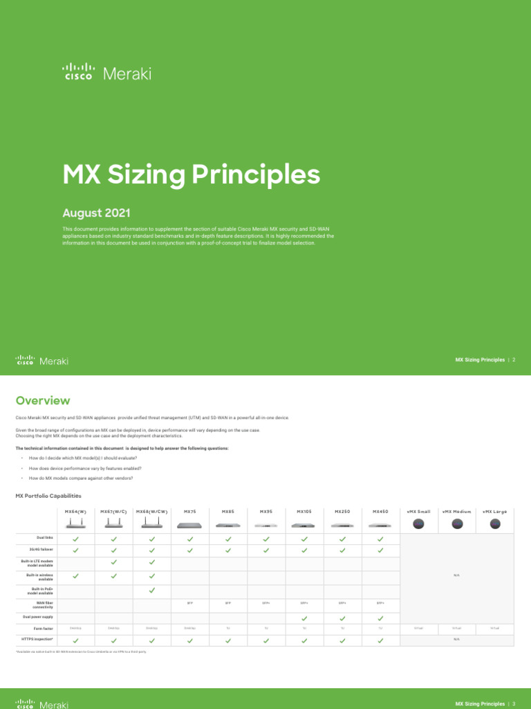 Cisco Meraki MX Sizing Guide | PDF | Virtual Private Network ...