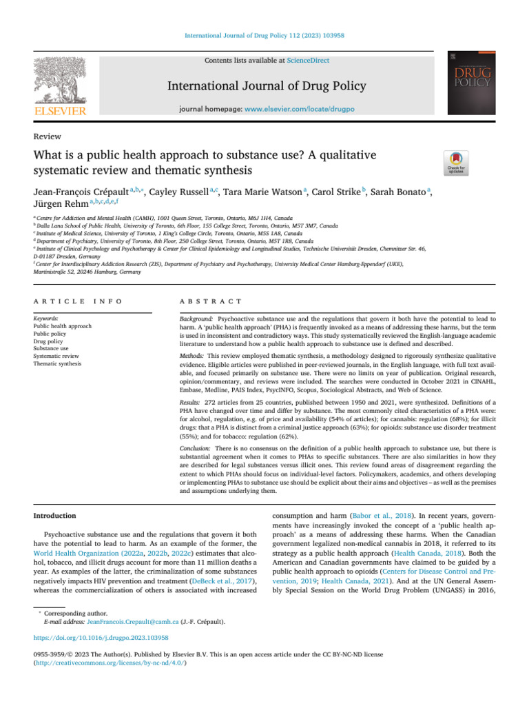 What Is A Public Health Approach To Substance Use | PDF | Substance ...