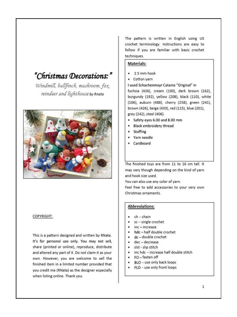 Rnata. Windmill, Bullfinch, Mushroom, Fox, Reindeer and Lighthousel ...