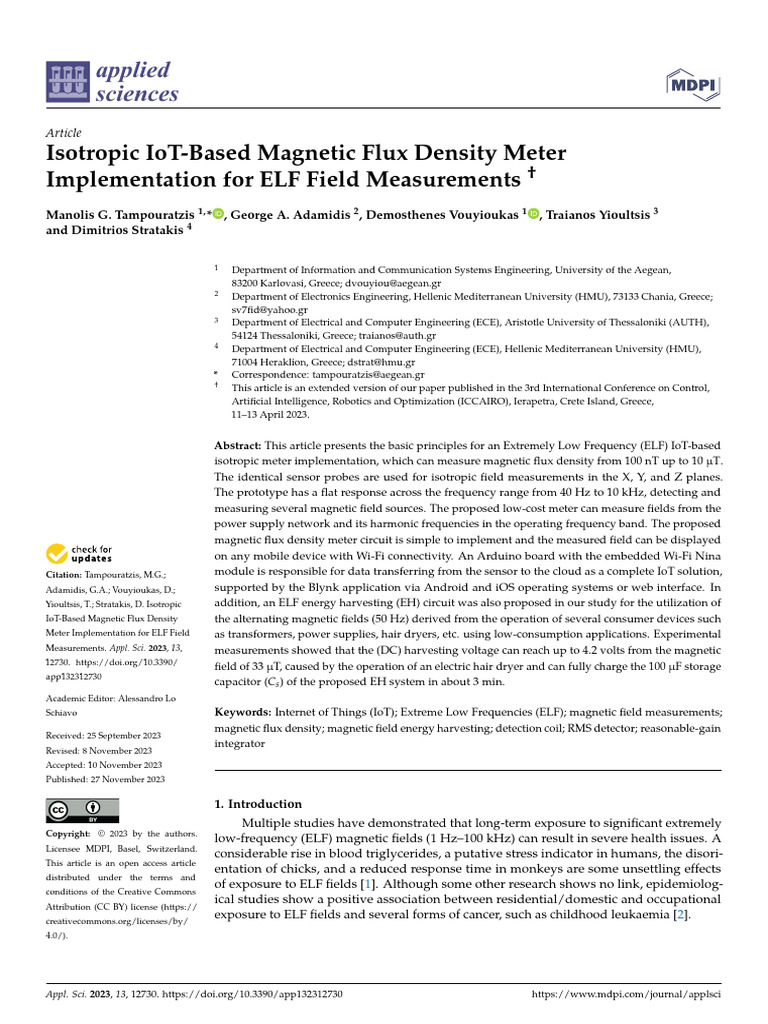 Isotropic IoT-Based Magnetic Flux Density Meter Im | PDF | Energy ...