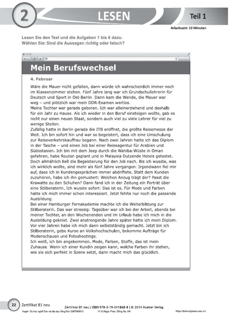 Test 2 B1 Zertifikatneu Pdf