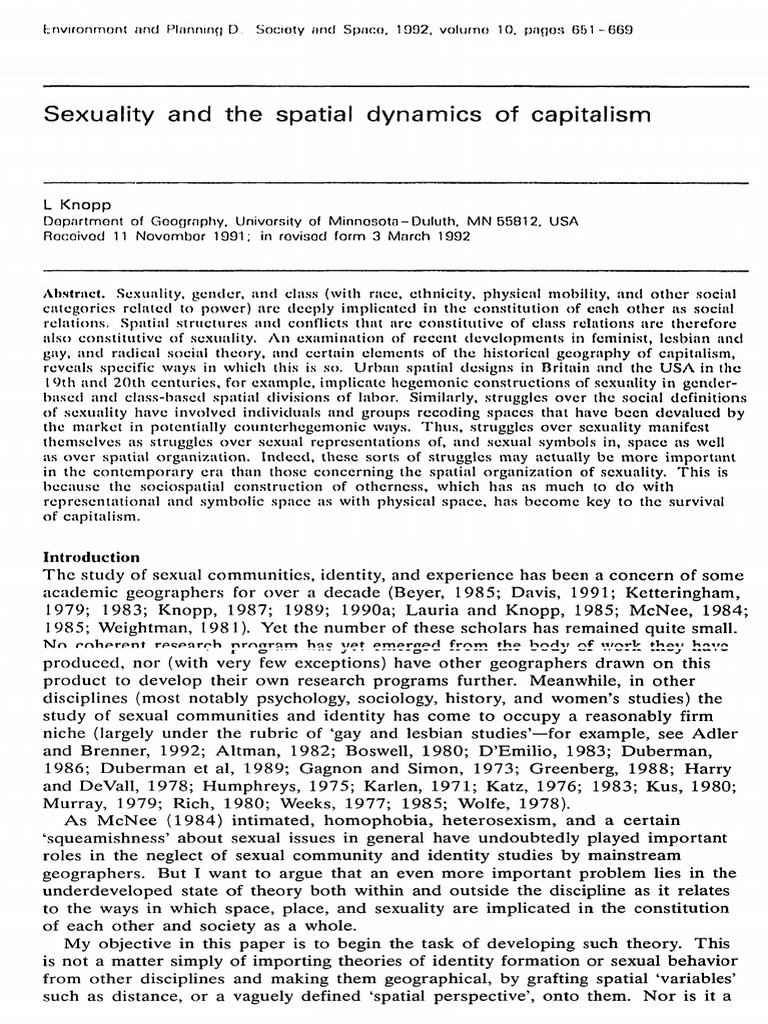 Sexuality and The Spatial Dynamics of Capitalism | PDF | Patriarchy ...