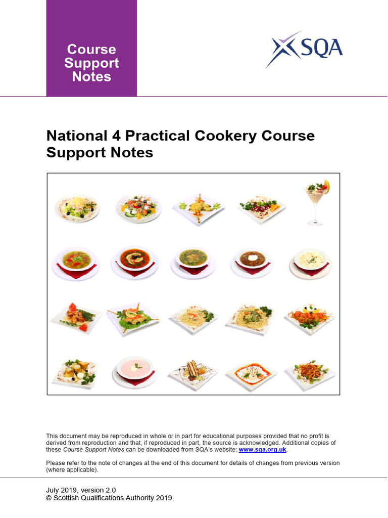 National 4 Practical Cookery Support Notes | PDF | Educational ...