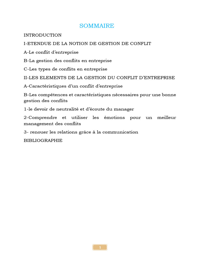 Gestion des Conflits en Entreprise | PDF | Résolution de conflit ...