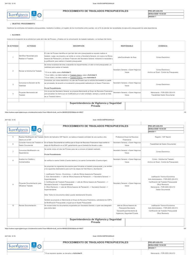 Procedimiento de Traslados Presupuestales | PDF | Presupuesto