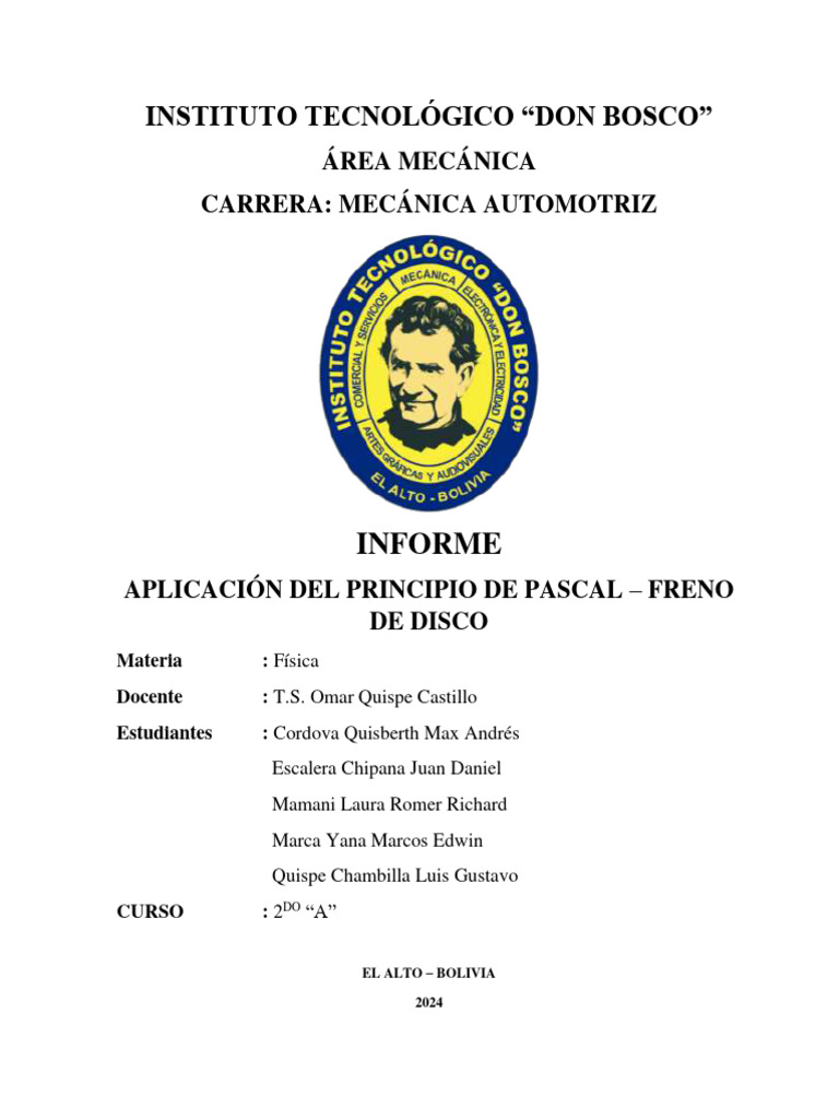 Princio de Pascal - Freno de Disco | PDF | Presión | Líquidos