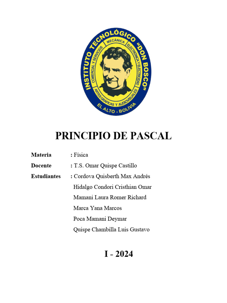 Princio de Pascal - Grupo | PDF | Presión | Fluido