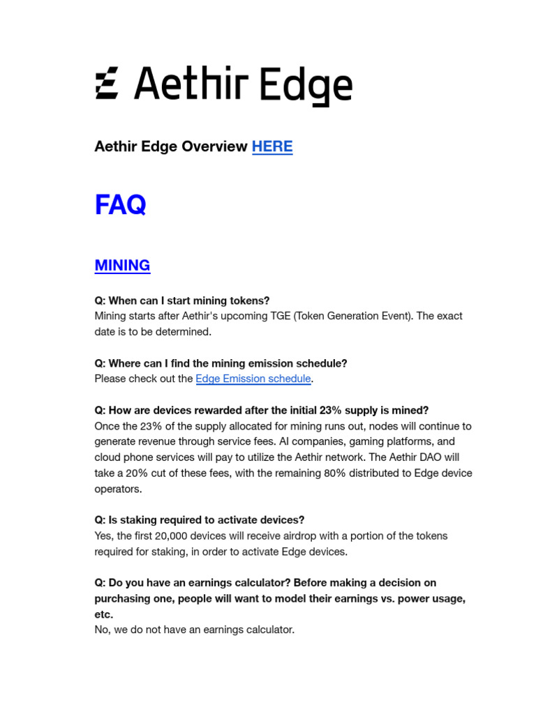 Aethir Edge FAQ Public | PDF | Computer Network | Android (Operating ...