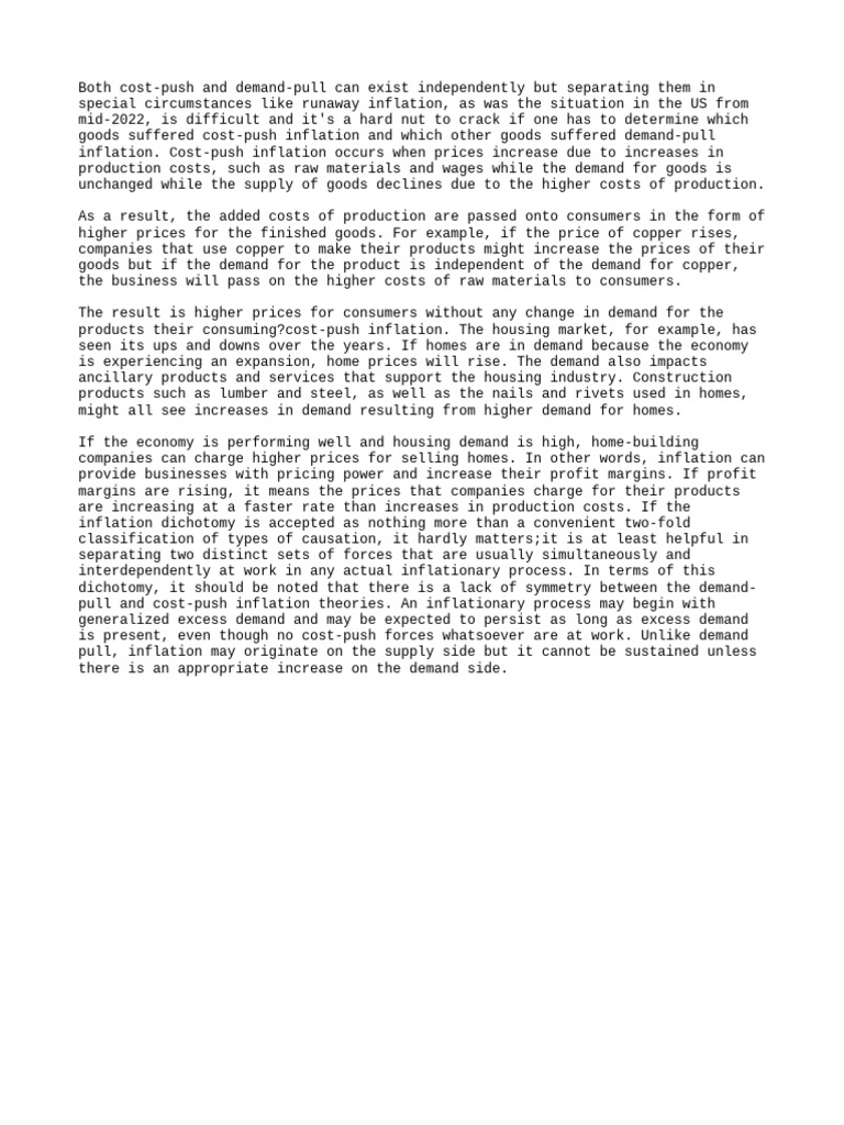 Cost Push And Demand Pull Inflation Separable Pdf Inflation Demand