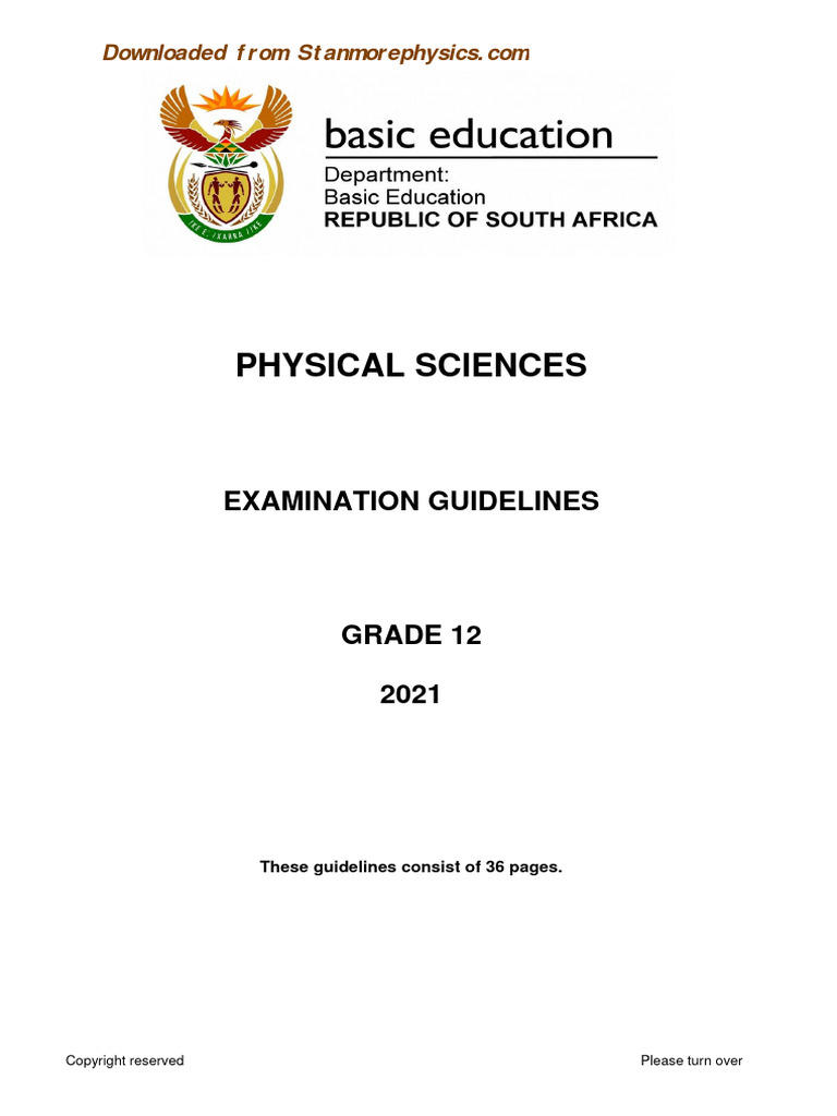 GRADE 12 PHYSICAL SCIENCE EXAM GUIDELINES 2021 PDF intelligence overview
