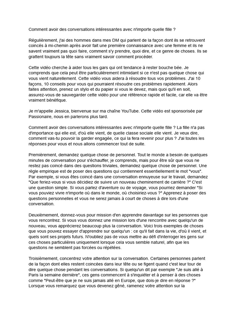 Converser facilement avec une fille | PDF