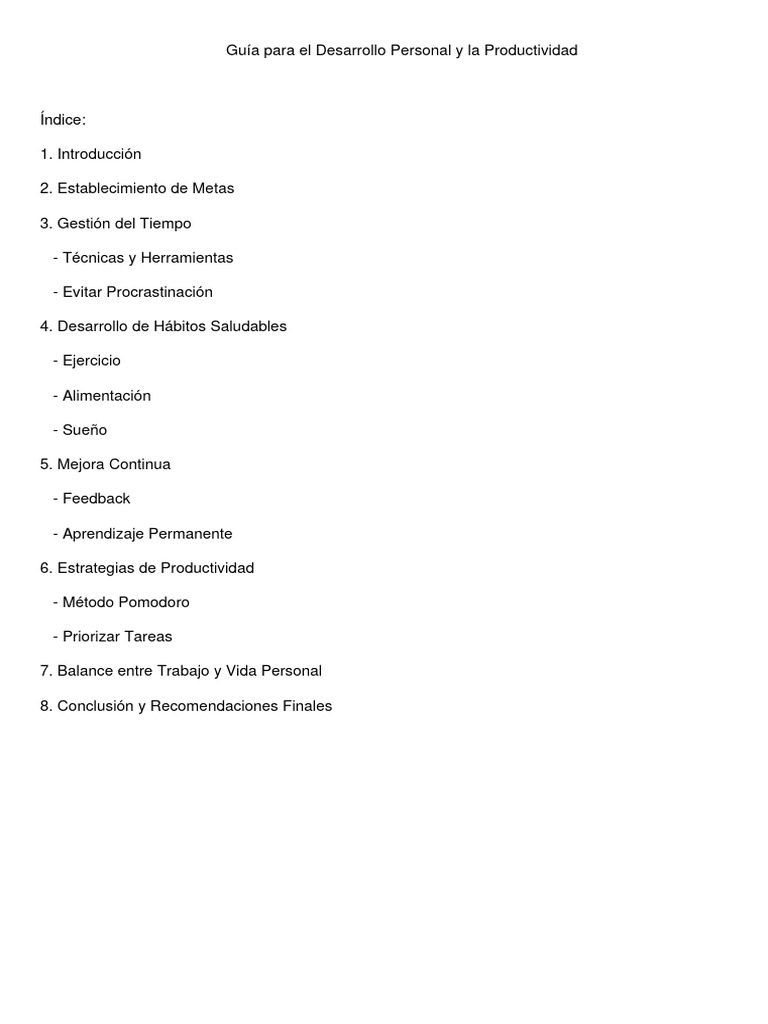 Guia para El Desarrollo Personal y La Productividad | PDF