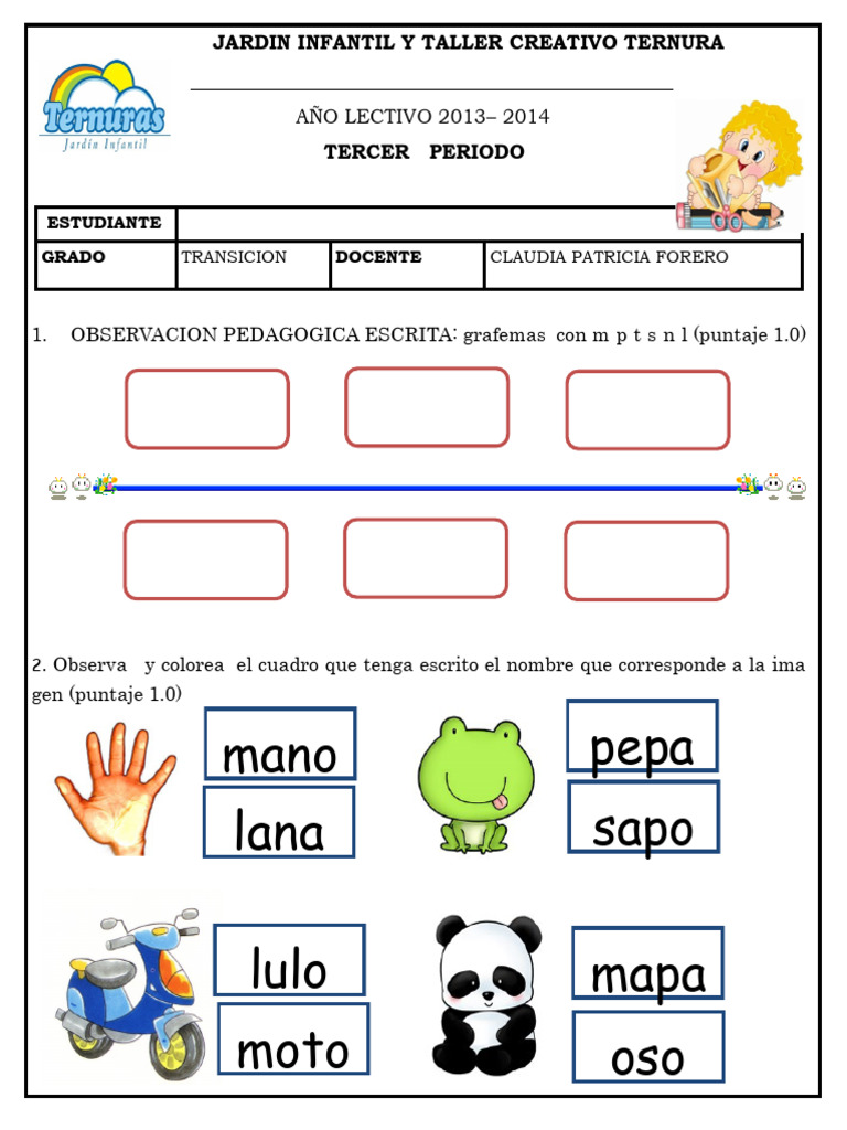 EXAMEN | PDF | Etapas educativas | Educación de la primera infancia