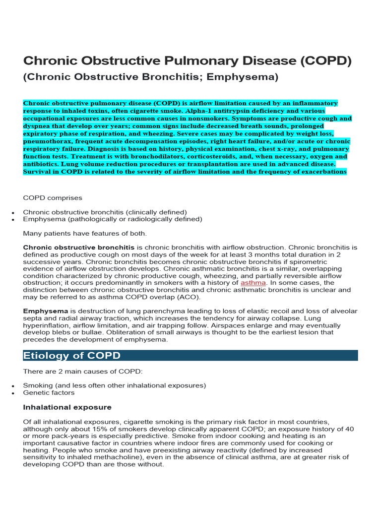 Chronic Obstructive Pulmonary Disease | PDF | Chronic Obstructive ...