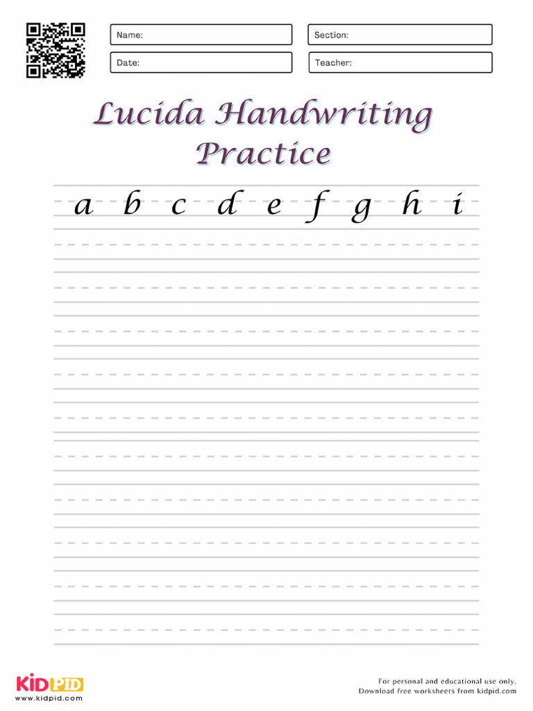 Lucida Handwriting Worksheet Kidpid PDF