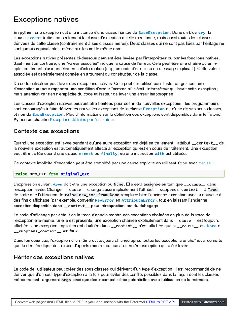 Comprendre les exceptions en Python | PDF | Python (Langage de ...