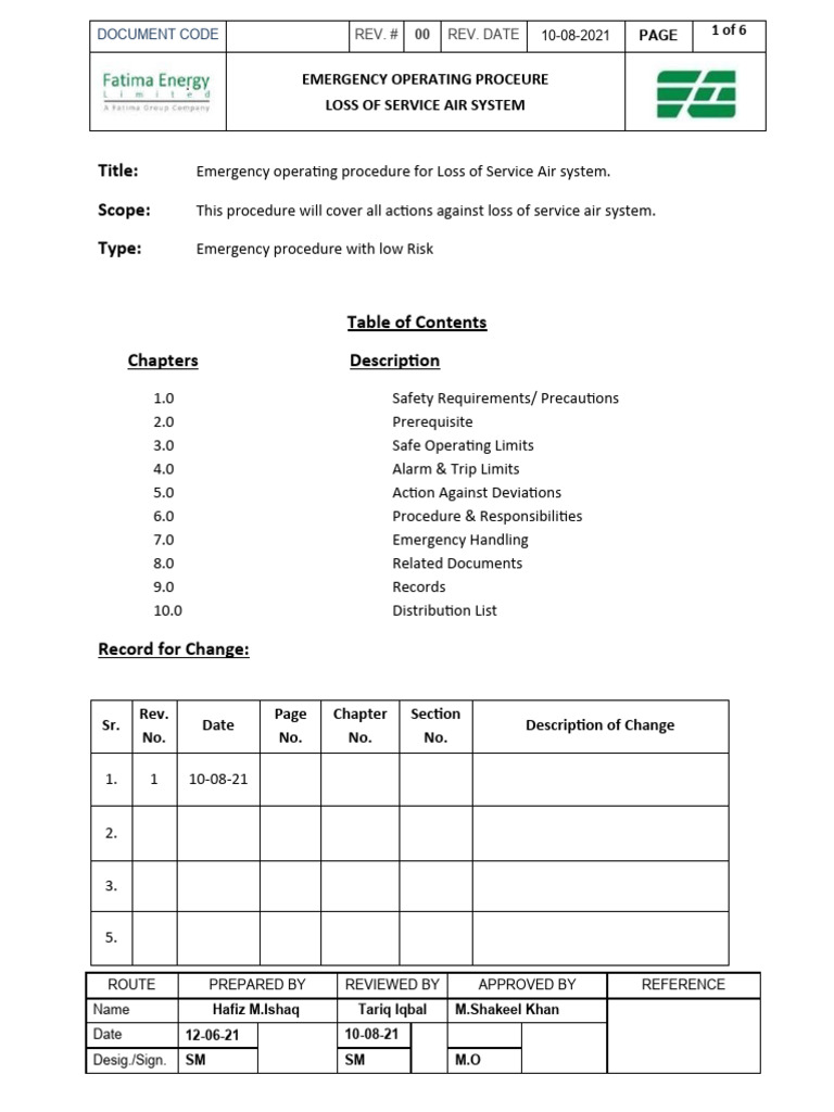 EOP Service Air System | PDF | Safety
