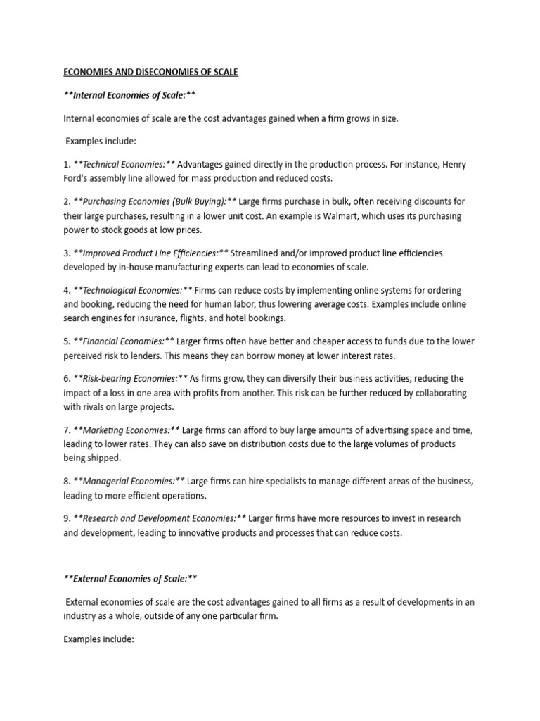 Economies and Diseconomies of Scale Explained | PDF | Economies Of ...