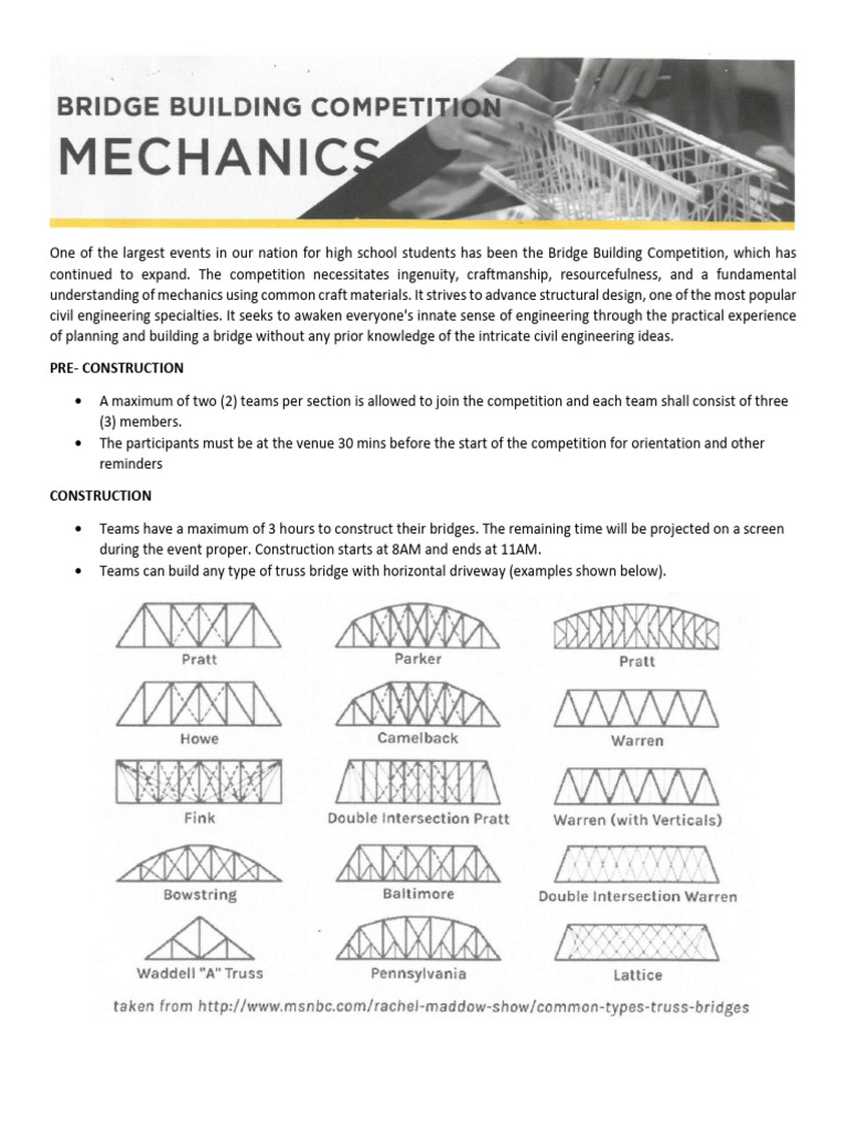 Bridge Building Competition 2025 Guide | PDF | Bridge