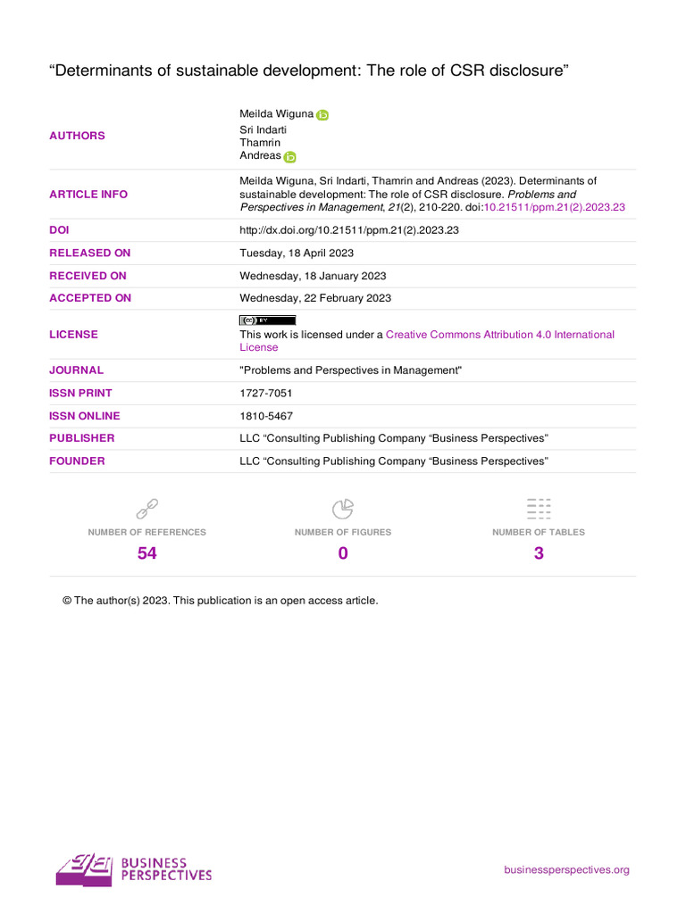 Determinants of Sustainable Development The Role of CSR 3js4uew3 | PDF ...