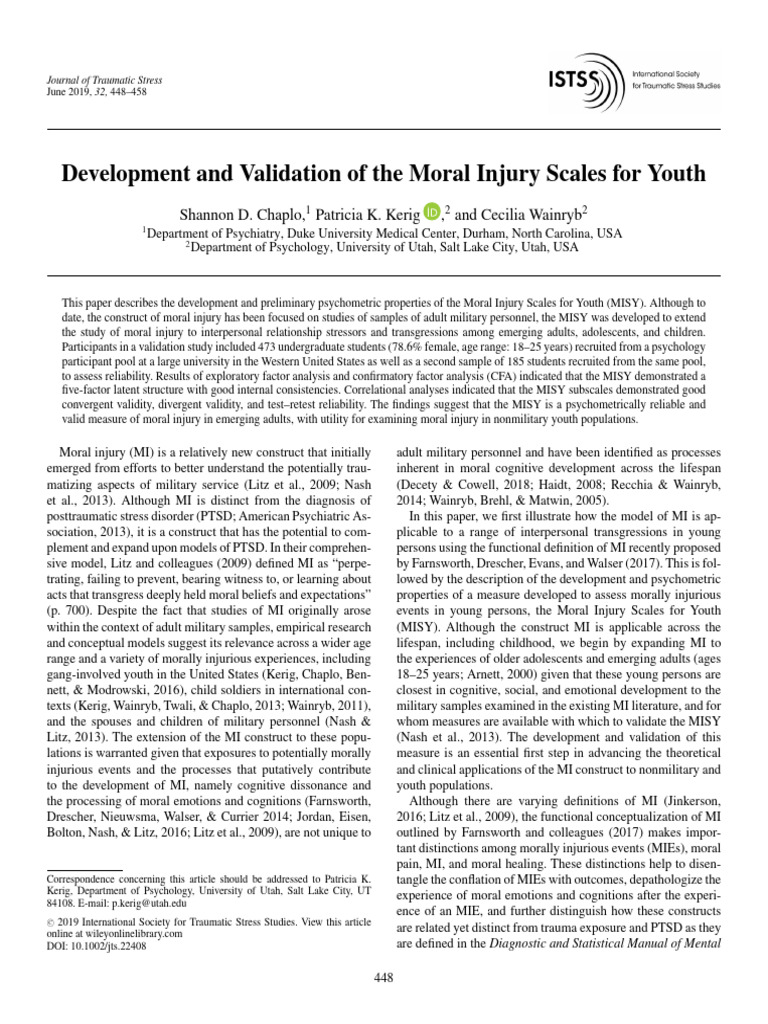 Chaplo - Et Al. - 2019 - Development and Validation of The Moral Injury ...