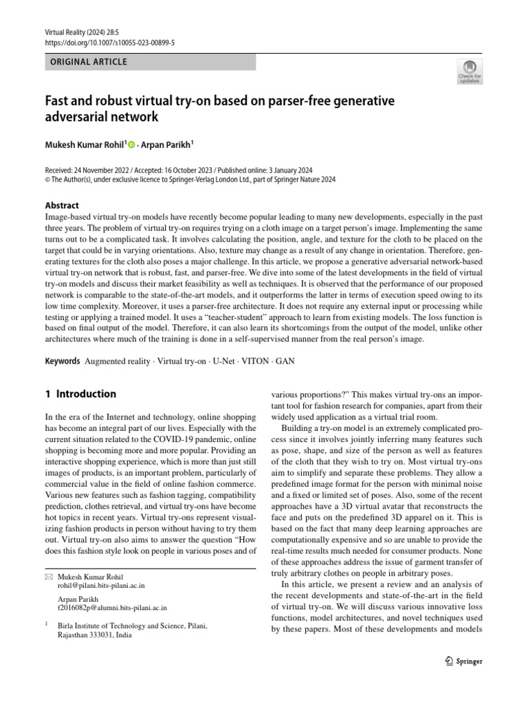 Fast Parser-Free Virtual Try-On GAN | PDF | Image Segmentation | Deep ...
